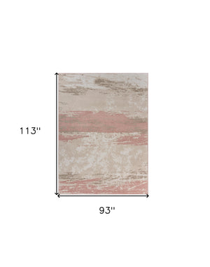 Homeroots 8' X 10' Ivory Beige And Blush Abstract Area Rug  Polypropylene 395886