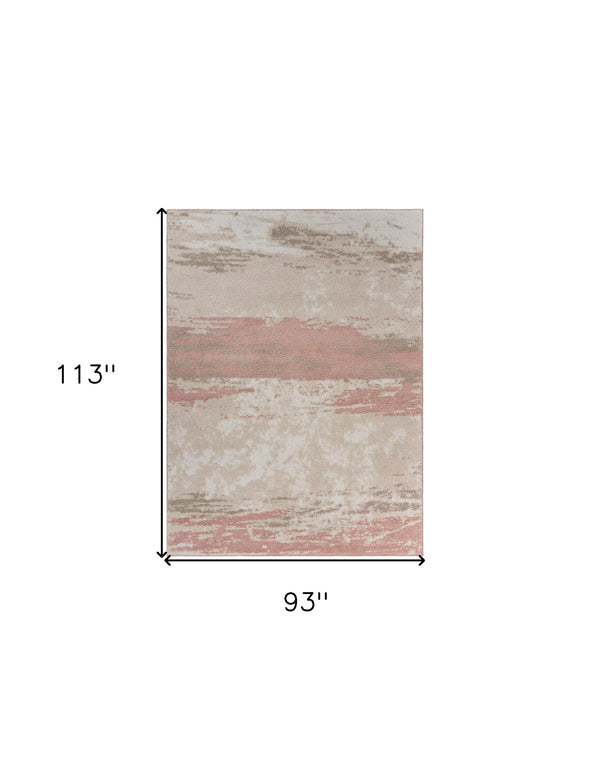 Homeroots 8' X 10' Ivory Beige And Blush Abstract Area Rug  Polypropylene 395886