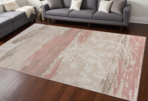 Homeroots 8' X 10' Ivory Beige And Blush Abstract Area Rug  Polypropylene 395886