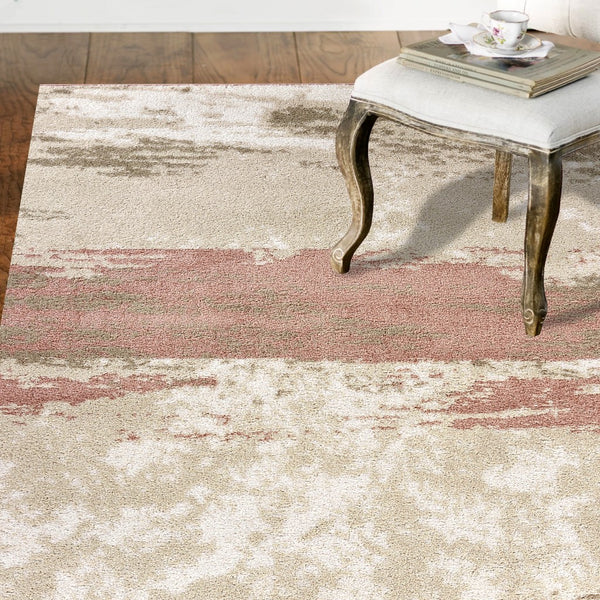 Homeroots 8' X 10' Ivory Beige And Blush Abstract Area Rug  Polypropylene 395886