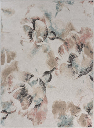 HomeRoots 8' Elegant Ivory Floral Area Rug with Watercolor Design - Soft, Durable, Stain-Resistant Comfort 8' X 10' 395894