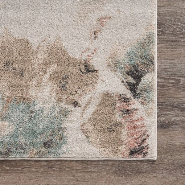 HomeRoots 8' Elegant Ivory Floral Area Rug with Watercolor Design - Soft, Durable, Stain-Resistant Comfort 8' X 10' 395894
