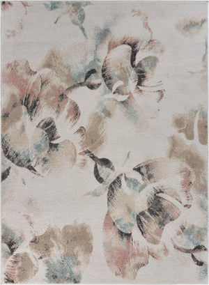 HomeRoots 8' Elegant Ivory Floral Area Rug with Watercolor Design - Soft, Durable, Stain-Resistant Comfort 8' X 10' 395894