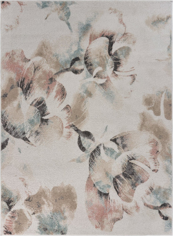 HomeRoots 8' Elegant Ivory Floral Area Rug with Watercolor Design - Soft, Durable, Stain-Resistant Comfort 8' X 10' 395894
