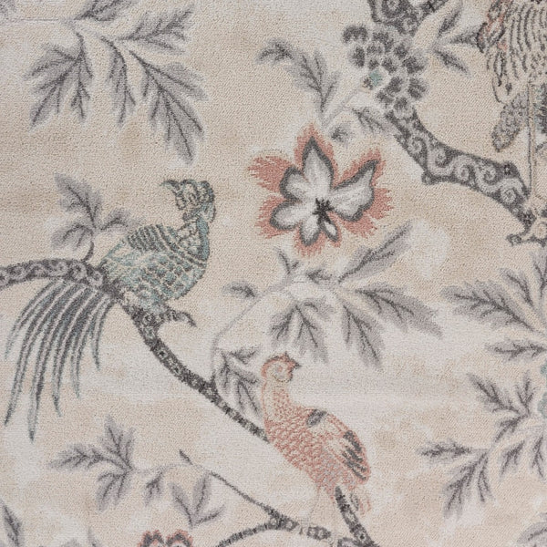 Homeroots 5' X 7' Soft Beige Birds And Trees Area Rug  Polypropylene 395895