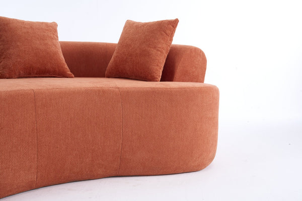 English Elm Crescent-shaped Curved Chenille Loveseat Low Profile Deep Seat Modern Living Room Sofa Orange W5188P450351