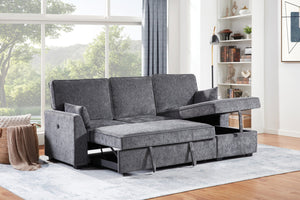 English Elm Emilia Sleeper Sectional Sofa with Storage Chaise and Built-in Usb Charging Ports B2749S00160