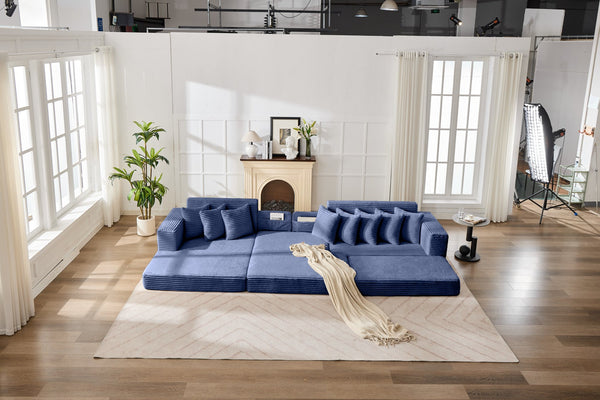 English Elm Convertible Floor Sofa Bed - Ultra-Soft Corduroy, Space-Saving Design For Small Spaces & Guests W2915S00073
