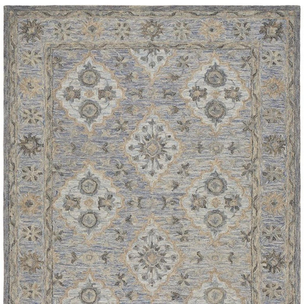 HomeRoots 8' Blue and Tan Traditional Area Rug - Timeless Elegance with Diamond Motifs for Home Décor Bliss 8' X 10' 395909