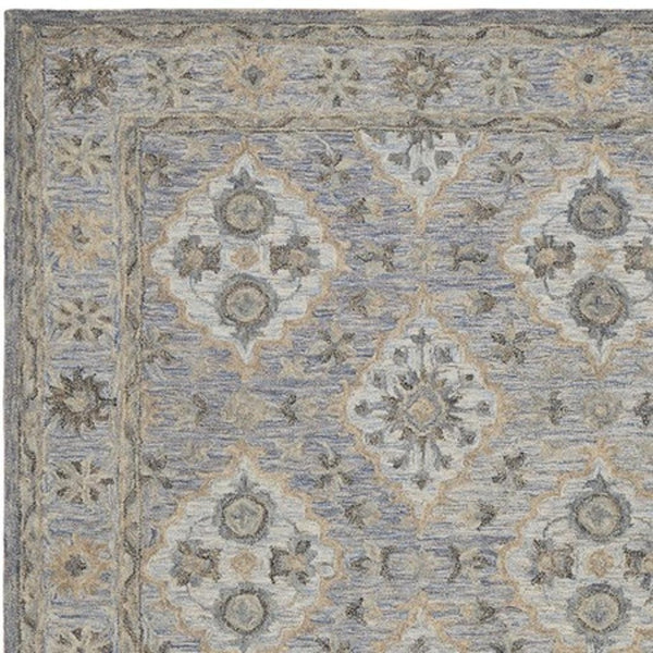 HomeRoots 8' Blue and Tan Traditional Area Rug - Timeless Elegance with Diamond Motifs for Home Décor Bliss 8' X 10' 395909
