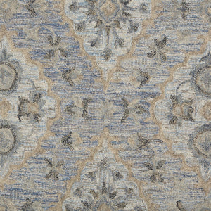 HomeRoots 8' Blue and Tan Traditional Area Rug - Timeless Elegance with Diamond Motifs for Home Décor Bliss 9' X 12' 395910