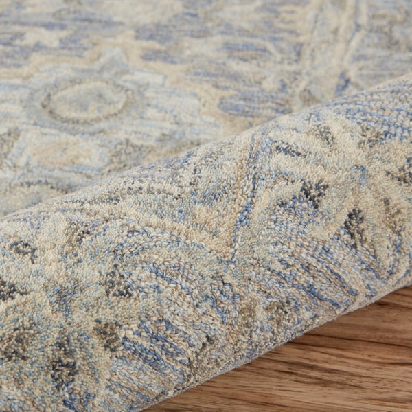 HomeRoots 8' Blue and Tan Traditional Area Rug - Timeless Elegance with Diamond Motifs for Home Décor Bliss 9' X 12' 395910