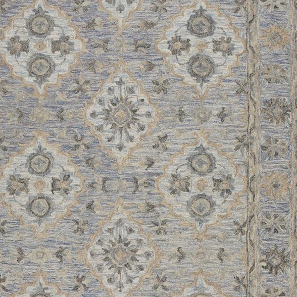 HomeRoots 8' Blue and Tan Traditional Area Rug - Timeless Elegance with Diamond Motifs for Home Décor Bliss 9' X 12' 395910