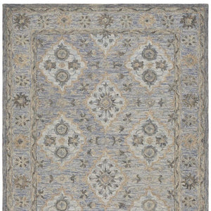 HomeRoots 8' Blue and Tan Traditional Area Rug - Timeless Elegance with Diamond Motifs for Home Décor Bliss 9' X 12' 395910