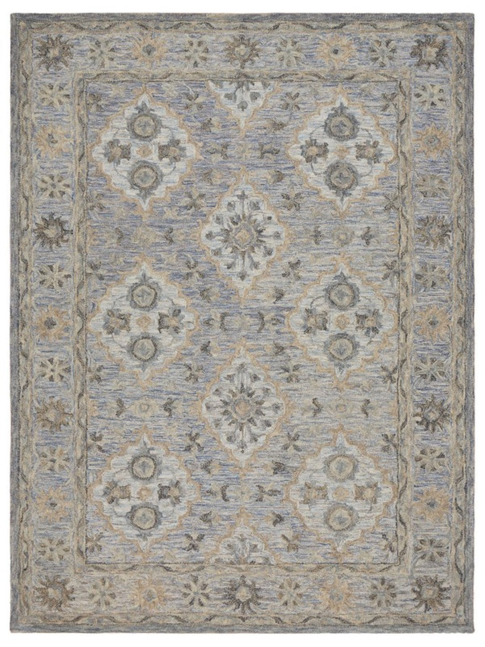 HomeRoots 8' Blue and Tan Traditional Area Rug - Timeless Elegance with Diamond Motifs for Home Décor Bliss 9' X 12' 395910