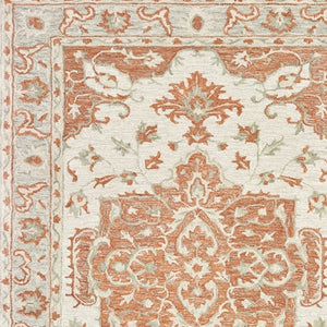 HomeRoots 9' Hand-Tufted Medallion Area Rug in Orange and Ivory - Elegant Comfort for Modern Living Spaces 9' X 12' 395916