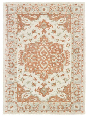 HomeRoots 9' Hand-Tufted Medallion Area Rug in Orange and Ivory - Elegant Comfort for Modern Living Spaces 9' X 12' 395916