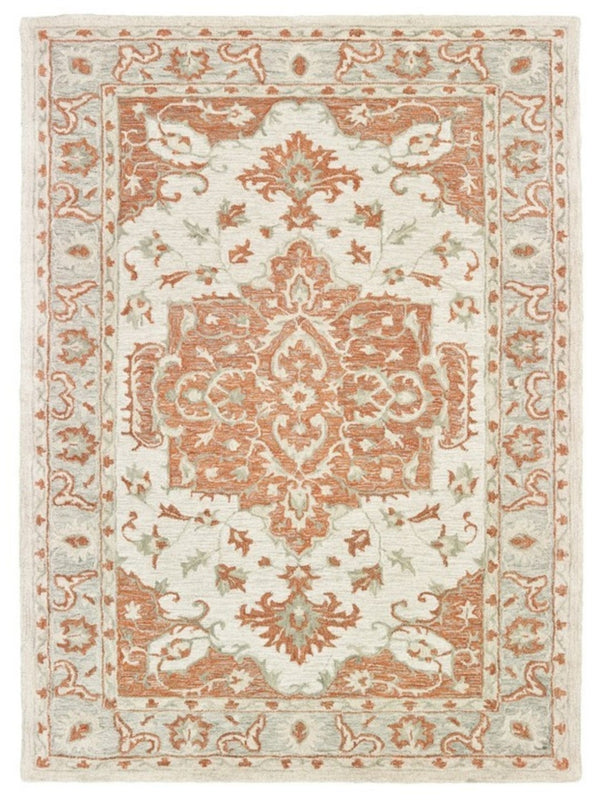 HomeRoots 9' Hand-Tufted Medallion Area Rug in Orange and Ivory - Elegant Comfort for Modern Living Spaces 9' X 12' 395916