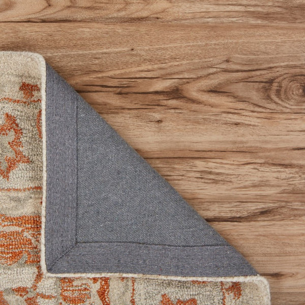 HomeRoots 9' Hand-Tufted Medallion Area Rug in Orange and Ivory - Elegant Comfort for Modern Living Spaces 9' X 12' 395916