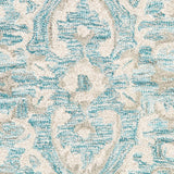 Homeroots 5' X 8' Turquoise And Cream Medallion Area Rug  Wool 395917