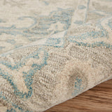 Homeroots 5' X 8' Turquoise And Cream Medallion Area Rug  Wool 395917