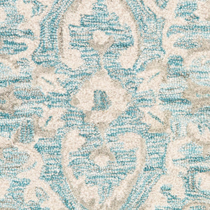 HomeRoots 8' Turquoise and Cream Medallion Area Rug - Hand-Tufted Elegance for Modern and Traditional Spaces 8' X 10' 395918