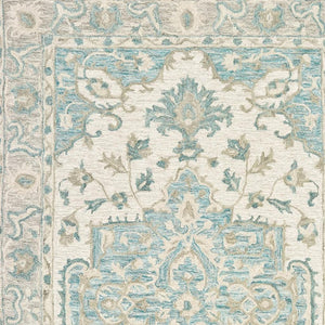 HomeRoots 8' Turquoise and Cream Medallion Area Rug - Hand-Tufted Elegance for Modern and Traditional Spaces 8' X 10' 395918