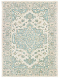 Homeroots 8' X 10' Turquoise And Cream Medallion Area Rug  Wool 395918