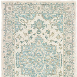 HomeRoots 8' Turquoise and Cream Medallion Area Rug - Hand-Tufted Elegance for Modern and Traditional Spaces 8' X 10' 395918