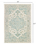 Homeroots 8' X 10' Turquoise And Cream Medallion Area Rug  Wool 395918