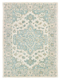 Turquoise and Cream Medallion Area Rug - Timeless Luxury with Plush Comfort for Any Space