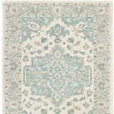 Homeroots 9' X 12' Turquoise And Cream Medallion Area Rug  Wool 395919