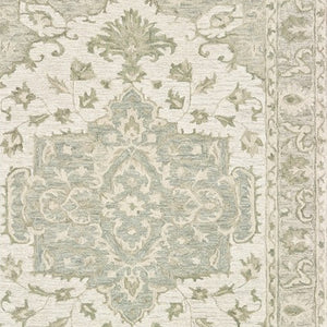 Homeroots 5' X 8' Green And Cream Medallion Area Rug  Wool 395920