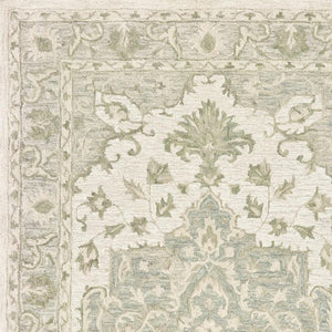 HomeRoots 5' Medallion Area Rug in Soft Sage and Cream – Timeless Elegance for Your Living Space Comfort 5' X 8' 395920