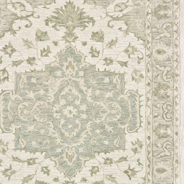 HomeRoots 8' Green and Cream Medallion Area Rug – Elegant Hand-Tufted Design for Timeless Home Decor Style 8' X 10' 395921