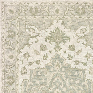 HomeRoots 8' Green and Cream Medallion Area Rug – Elegant Hand-Tufted Design for Timeless Home Decor Style 8' X 10' 395921
