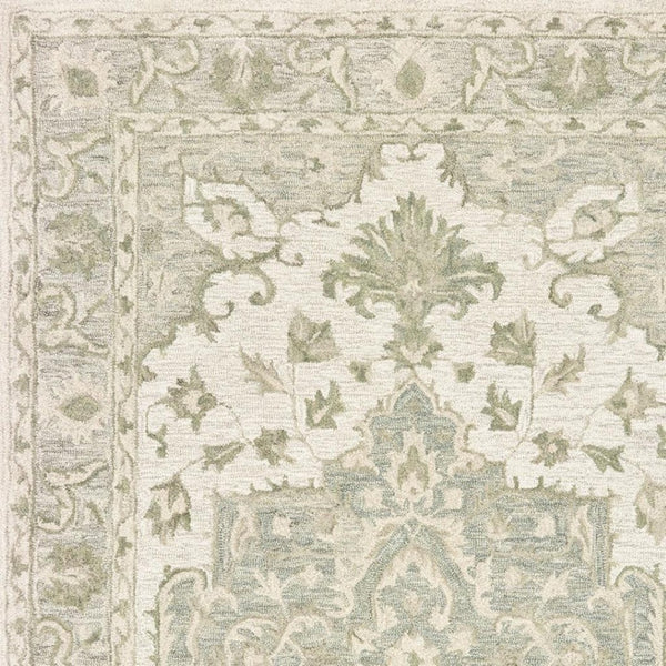 HomeRoots 8' Green and Cream Medallion Area Rug – Elegant Hand-Tufted Design for Timeless Home Decor Style 8' X 10' 395921