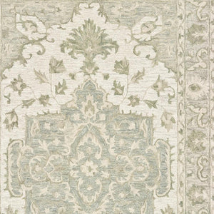 HomeRoots 8' Green and Cream Medallion Area Rug – Elegant Hand-Tufted Design for Timeless Home Decor Style 9' X 12' 395922