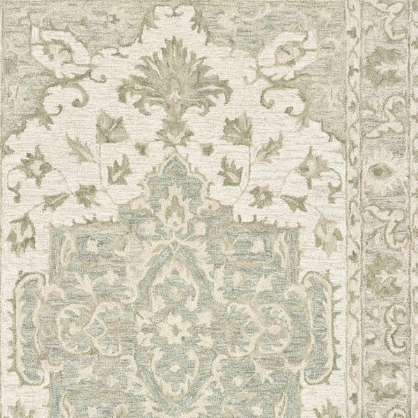 HomeRoots 8' Green and Cream Medallion Area Rug – Elegant Hand-Tufted Design for Timeless Home Decor Style 9' X 12' 395922
