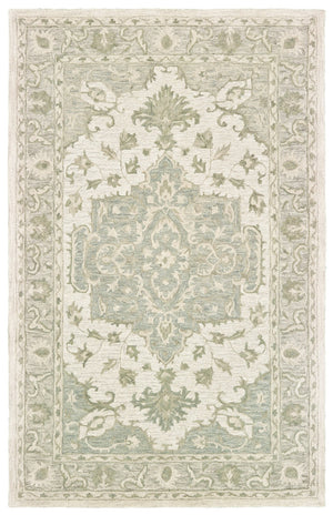 HomeRoots 8' Green and Cream Medallion Area Rug – Elegant Hand-Tufted Design for Timeless Home Decor Style 9' X 12' 395922