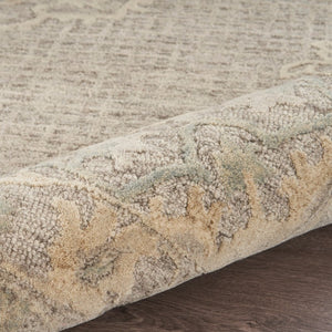HomeRoots 9' Handwoven Beige Distressed Floral Area Rug - Vintage Charm for Living Rooms & Dining Spaces 9' X 12' 395925