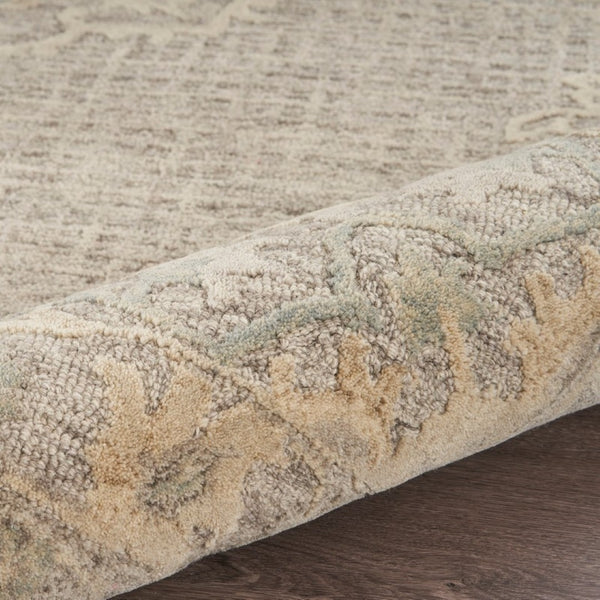 HomeRoots 9' Handwoven Beige Distressed Floral Area Rug - Vintage Charm for Living Rooms & Dining Spaces 9' X 12' 395925