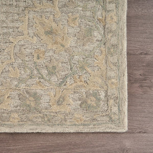 HomeRoots 9' Handwoven Beige Distressed Floral Area Rug - Vintage Charm for Living Rooms & Dining Spaces 9' X 12' 395925