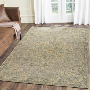 HomeRoots 9' Handwoven Beige Distressed Floral Area Rug - Vintage Charm for Living Rooms & Dining Spaces 9' X 12' 395925