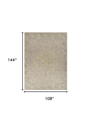 HomeRoots 9' Handwoven Beige Distressed Floral Area Rug - Vintage Charm for Living Rooms & Dining Spaces 9' X 12' 395925