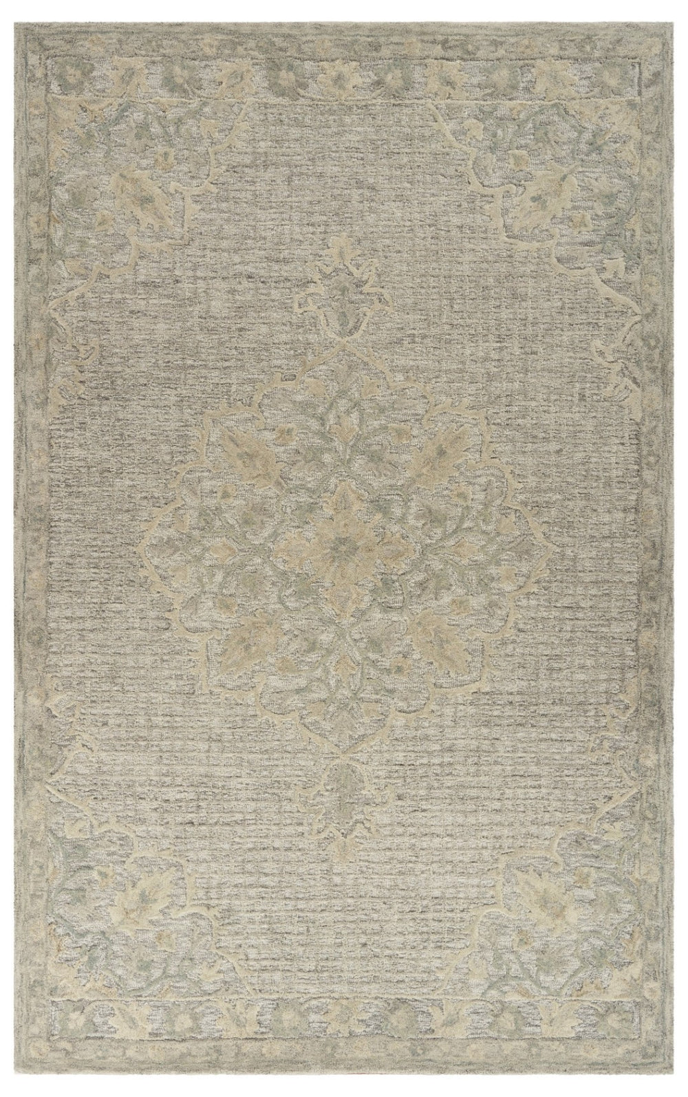 HomeRoots 5' Blue Wool Floral Medallion Hand-Tufted Area Rug - Artisan Crafted, Soft & Durable for Any Room 5' X 8' 395926