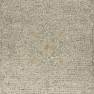 HomeRoots 5' Blue Wool Floral Medallion Hand-Tufted Area Rug - Artisan Crafted, Soft & Durable for Any Room 5' X 8' 395926