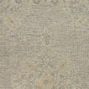 HomeRoots 5' Blue Wool Floral Medallion Hand-Tufted Area Rug - Artisan Crafted, Soft & Durable for Any Room 5' X 8' 395926