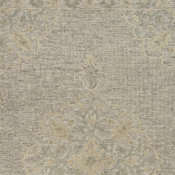HomeRoots 5' Blue Wool Floral Medallion Hand-Tufted Area Rug - Artisan Crafted, Soft & Durable for Any Room 5' X 8' 395926