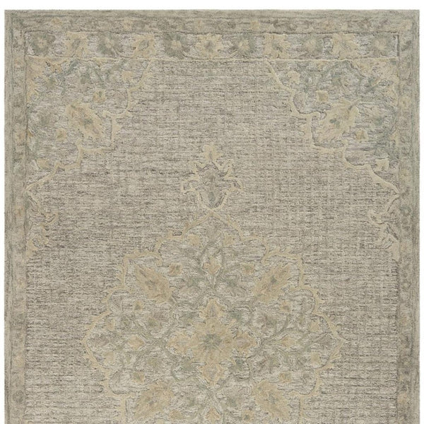 HomeRoots 5' Blue Wool Floral Medallion Hand-Tufted Area Rug - Artisan Crafted, Soft & Durable for Any Room 5' X 8' 395926